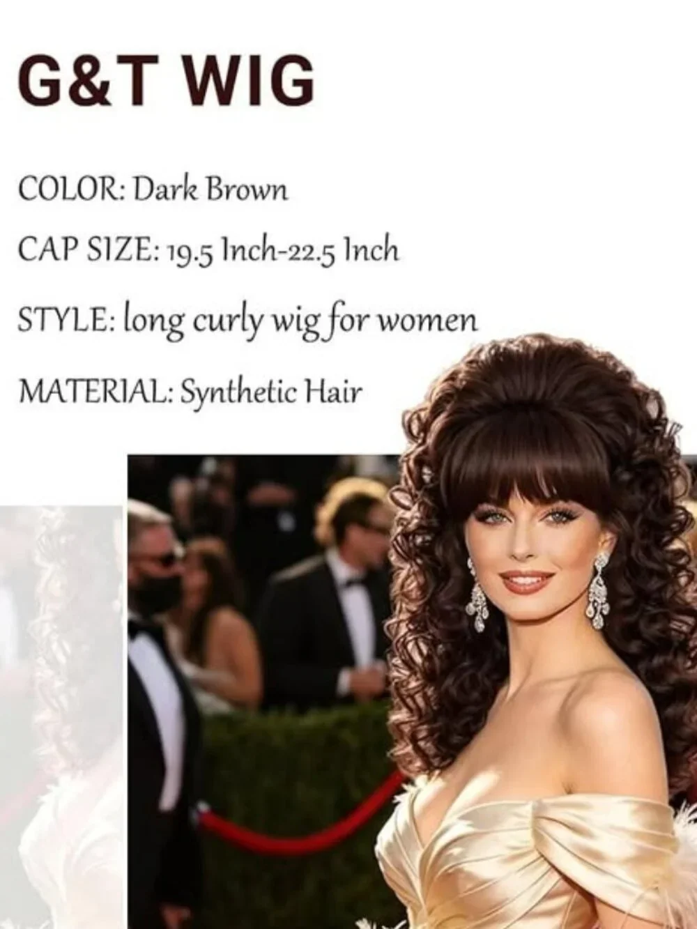 Curly Synthetic Wig (Brown)